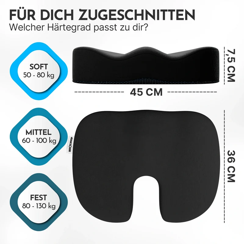 Ergonomisches Sitzkissen – mit Memory Foam – Härtestufe: Hart | B-Ware
