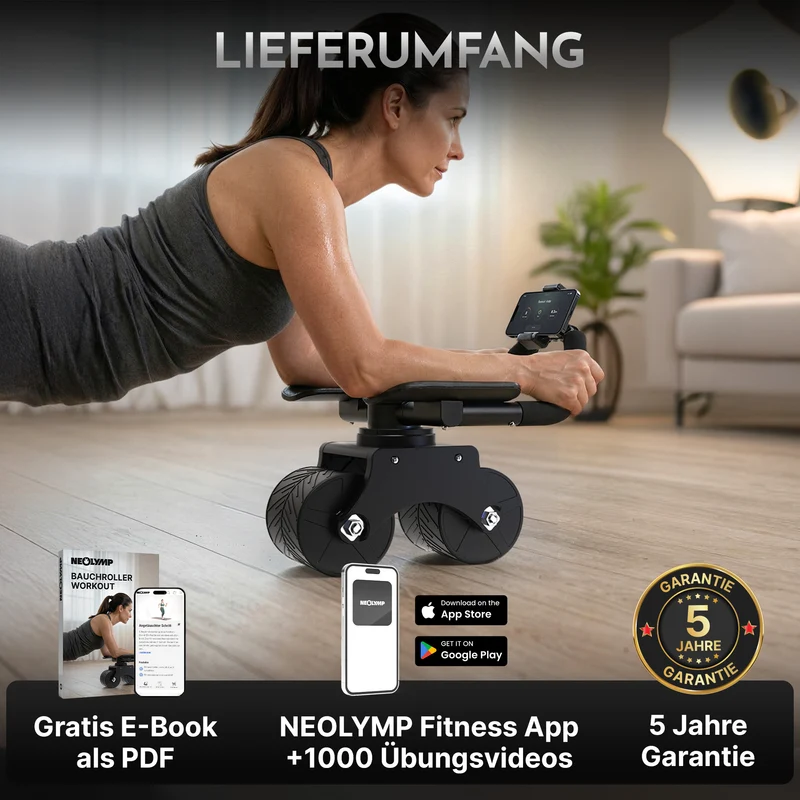 Bauchroller mit Unterarm-Auflage (schwarz) - Patentiert, 180° drehbar | B-Ware