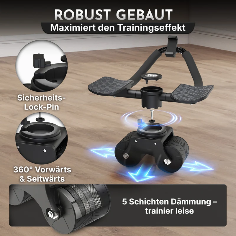 Bauchroller mit Unterarm-Auflage (schwarz) - Patentiert, 180° drehbar | B-Ware