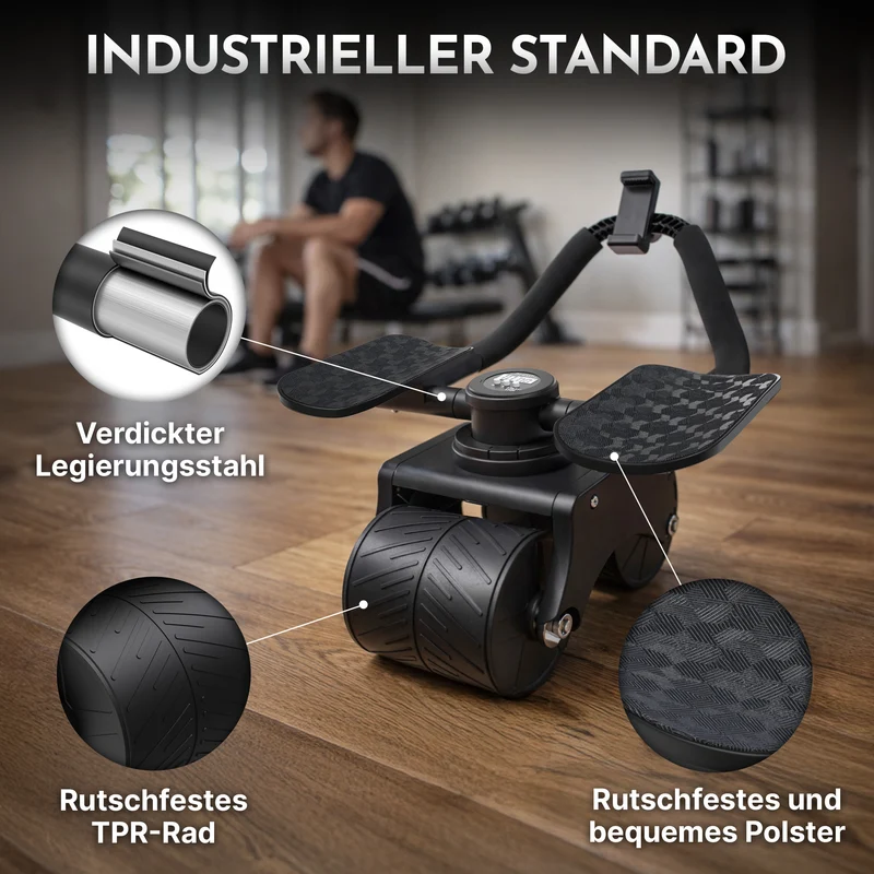 Bauchroller mit Unterarm-Auflage (schwarz) - Patentiert, 180° drehbar | B-Ware