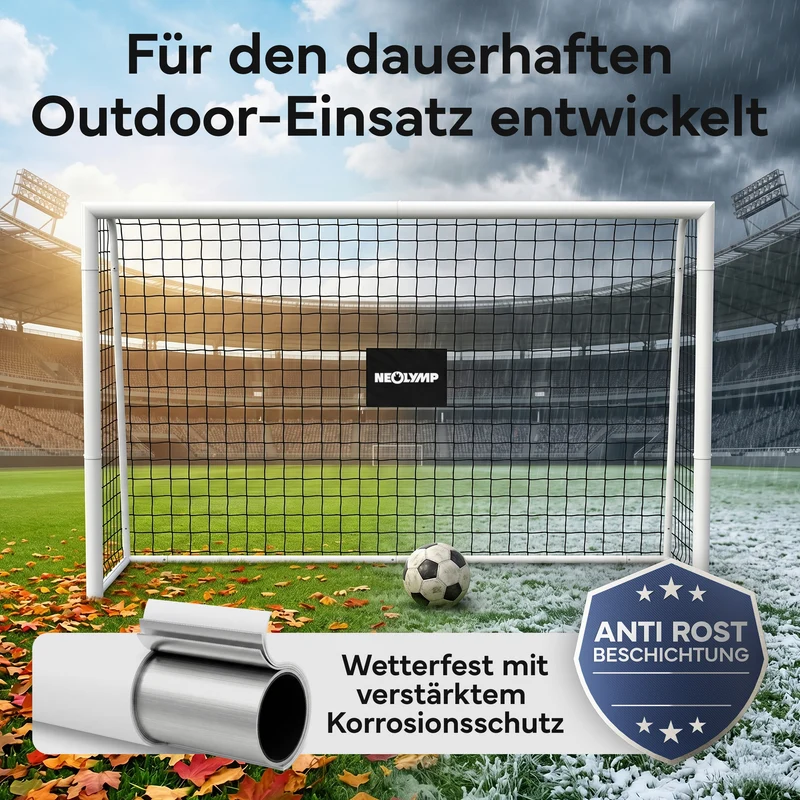 Fußballtor Stadion-Optik, Stahlrahmen, 3 Größen – L (300×200 cm) | B-Ware