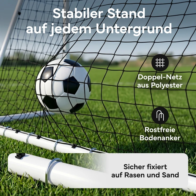 Fußballtor Stadion-Optik, Stahlrahmen, 3 Größen – L (300×200 cm) | B-Ware