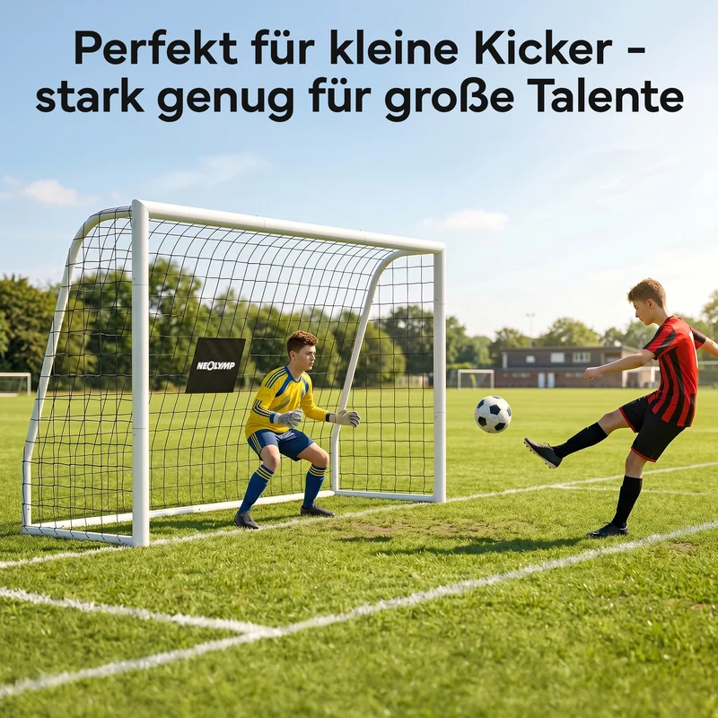 Fußballtor Stadion-Optik, Stahlrahmen, 3 Größen – L (300×200 cm) | B-Ware