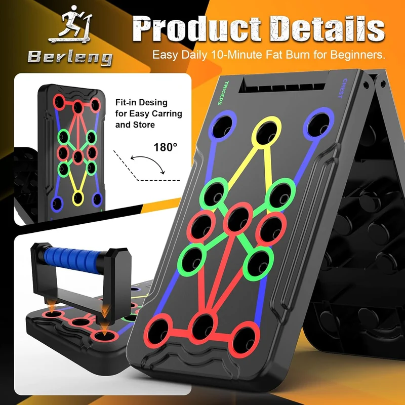 Portable Push Up Board, Multi-Grip Adjustable Pushup Handles For Home Gym Strength Training