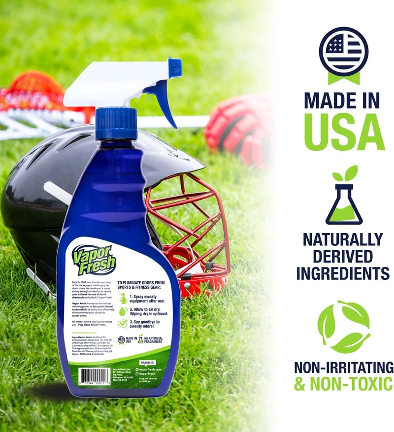 Natural Sports Cleaner & Deodorizer - 16 Fl Oz for Gym Bags & Equipment - Plant-Powered Freshness