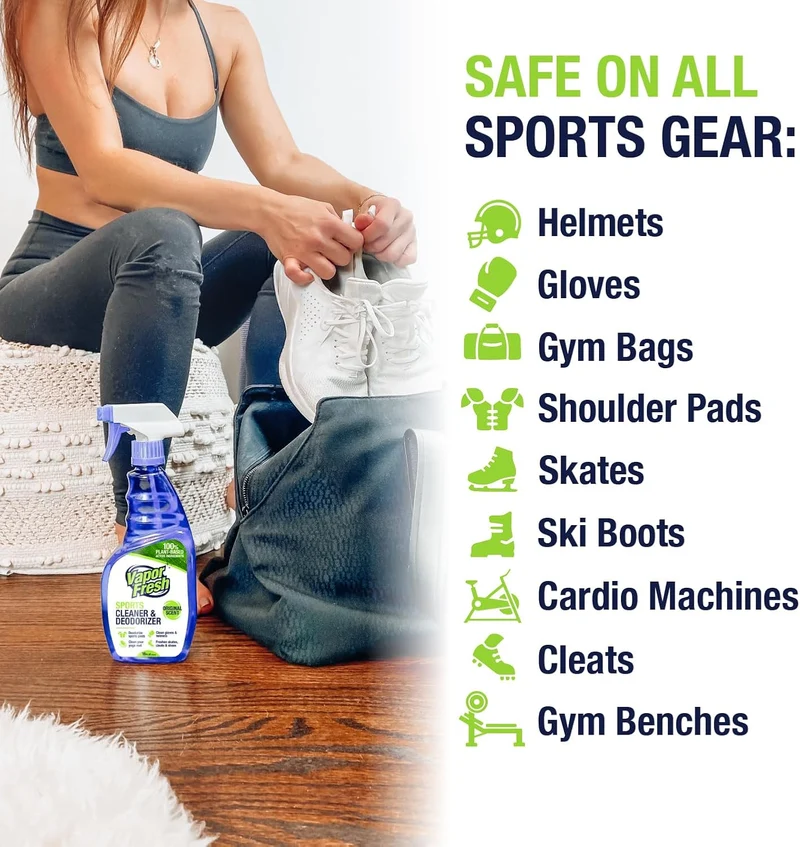 Natural Sports Cleaner & Deodorizer - 16 Fl Oz for Gym Bags & Equipment - Plant-Powered Freshness