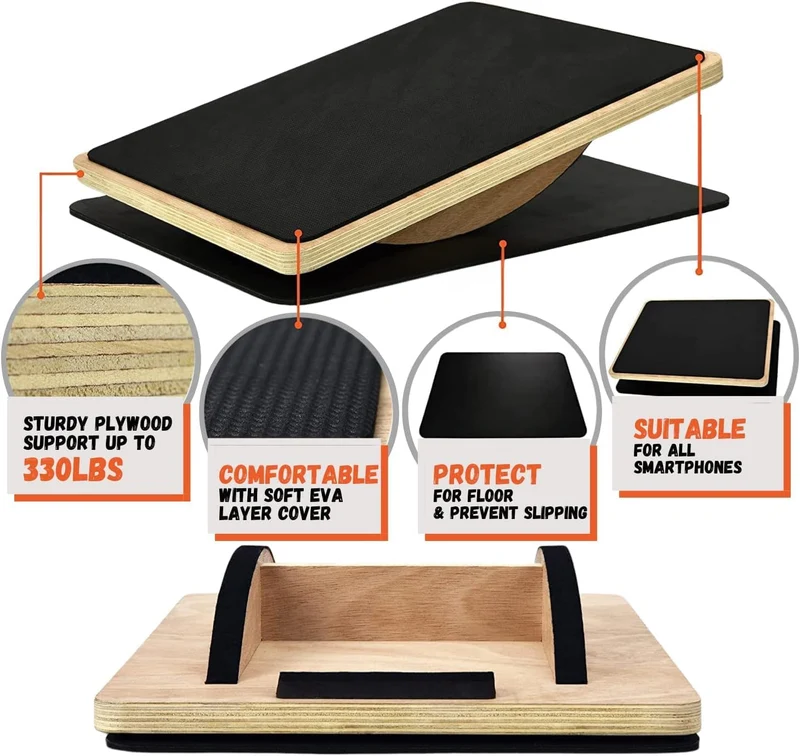 Wooden Balance Board! Perfect for Standing Desks! Level Up Your Leg Workout with Our 350LBS 🏋️‍♂️💪 #FitnessGoals #BalanceBoard