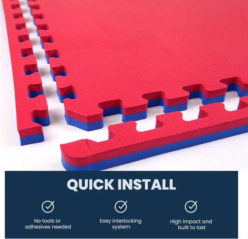 Premium 1" Thick Reversible Foam Interlocking Tiles - Perfect for Yoga, Gymnastics, MMA & Jiu Jitsu Training - 2'X2'