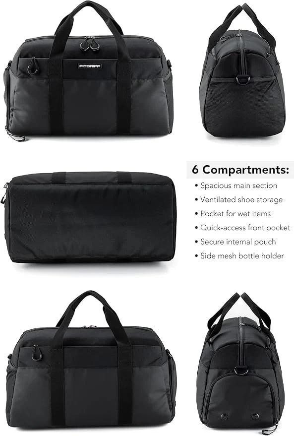 Fitgriff Gym Duffel Bag With Shoe Compartment, Wet Pocket & 6 Separate Pockets