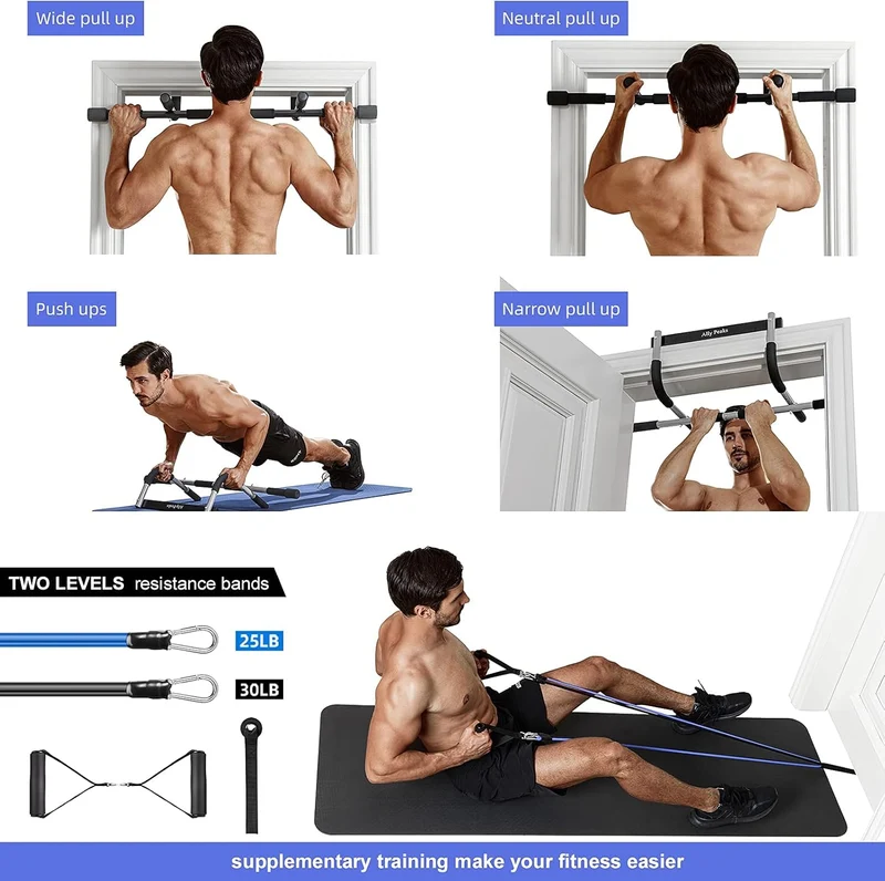 Ally Peaks Home Pull Up Bar, Heavy Duty Doorway Gym Bar With 3 Grip Positions, 440 Lb Capacity