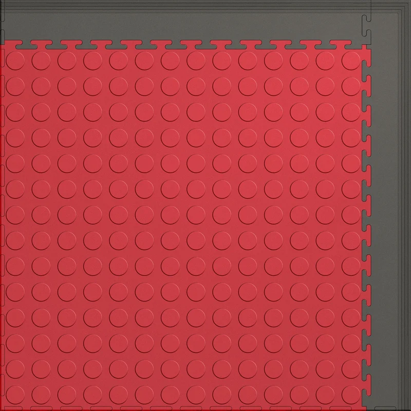 Coin Top Gym Mat 8' x 6' Interlocking 5mm Anti-Fatigue Antimicrobial Vinyl Tiles