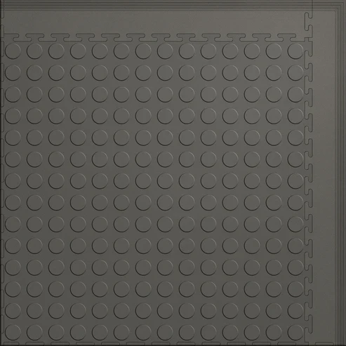 Coin Top Gym Mat 8' x 6' Interlocking 5mm Anti-Fatigue Antimicrobial Vinyl Tiles