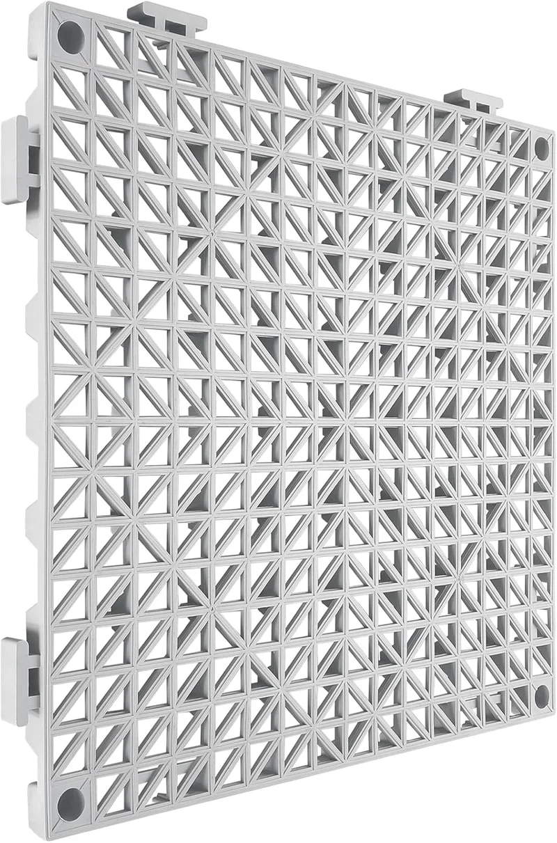 Drain Thru Tiles Interlocking 50-Piece PVC Floor Mats, Non-Slip 12x12-Inch