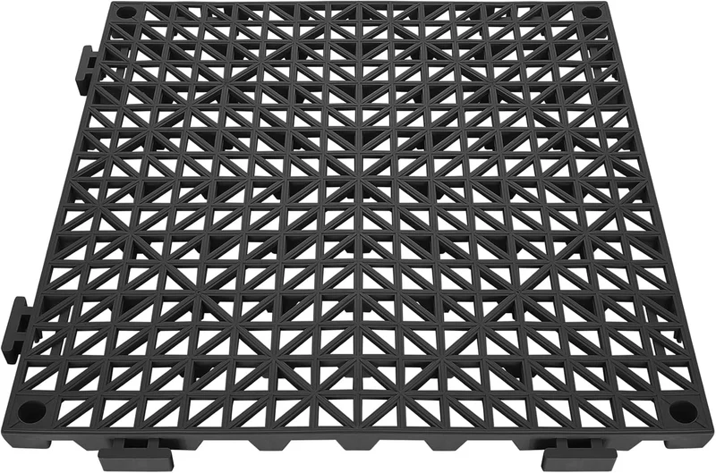 Drain Thru Tiles Interlocking 50-Piece PVC Floor Mats, Non-Slip 12x12-Inch