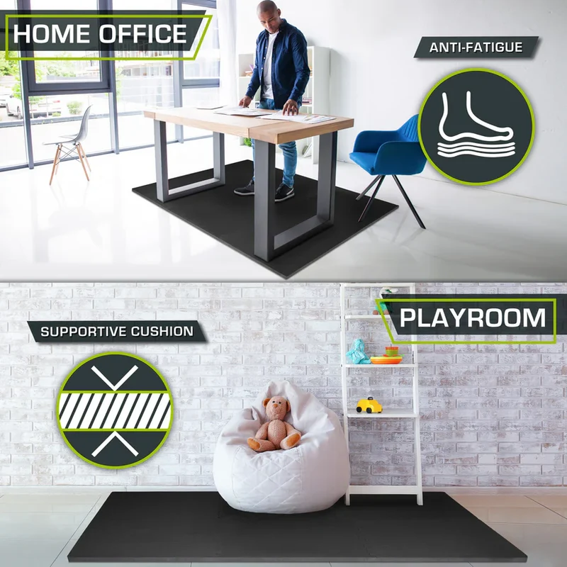 Exercise Foam Mats, 1-Inch EVA Puzzle Tiles, Non-Slip Gym Flooring, 24/72 Sq. Ft.