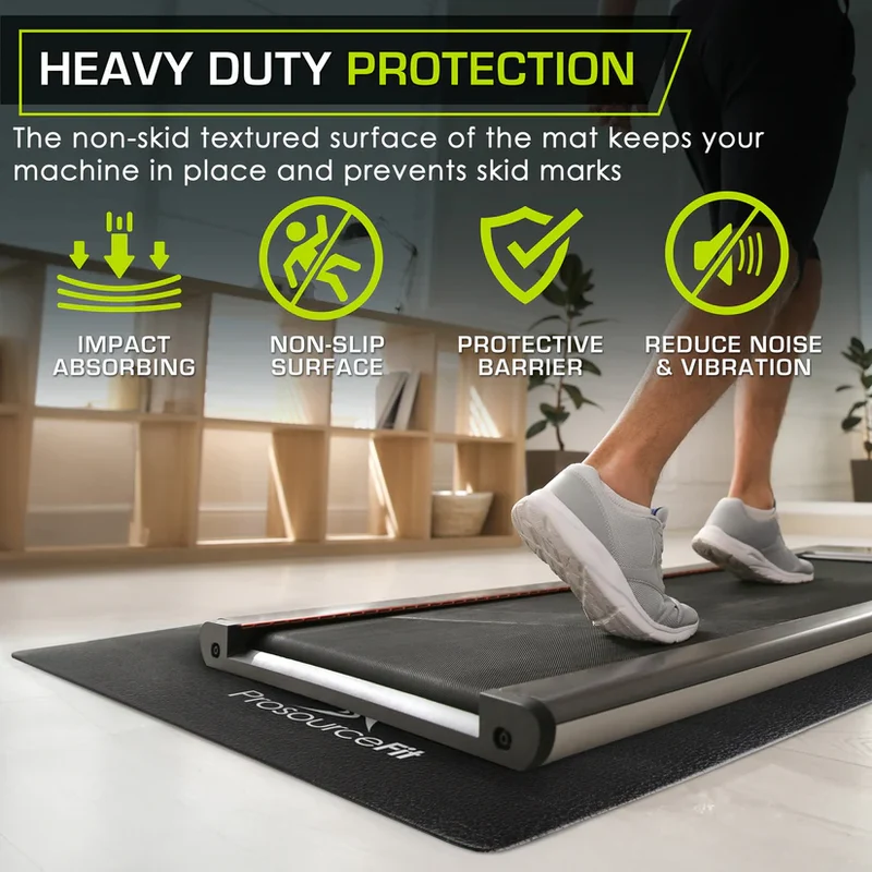 ProsourceFit Treadmill Floor Mat, 4mm Non-Slip PVC Equipment Protector, Black