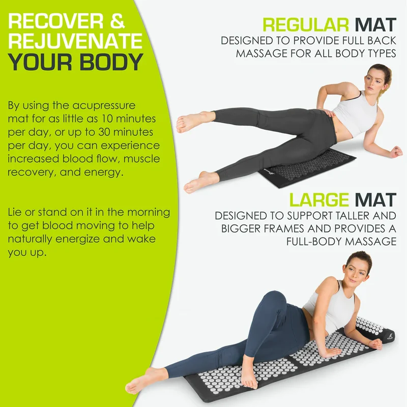 Acupressure Mat Set With Neck Pillow, 6,210 Pressure Points, Cotton And Eco Foam