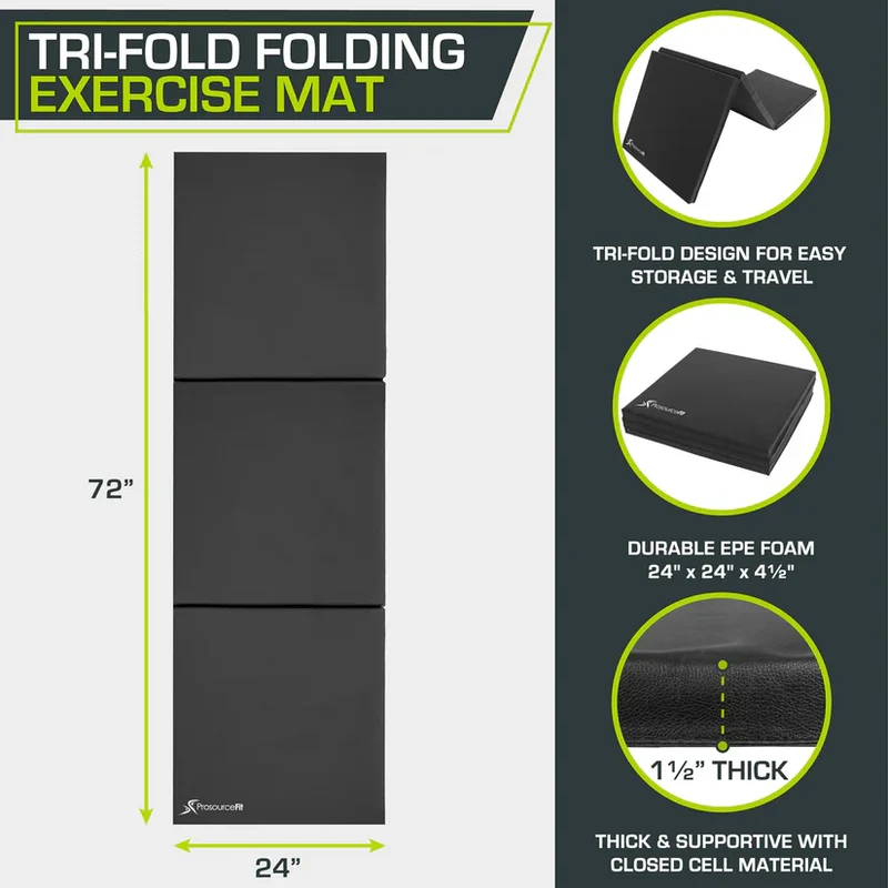 Tri-Fold Folding Exercise Mat 6x2x1.5