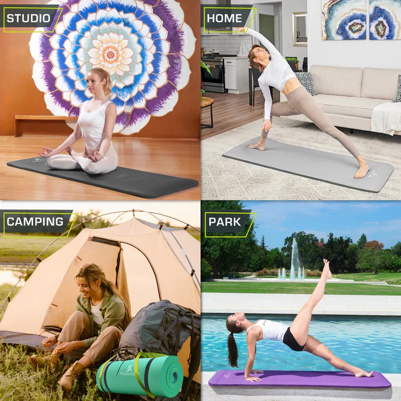 Extra Thick Yoga Mat, 1/2-Inch High-Density Foam Pilates Mat, Non-Slip With Sling