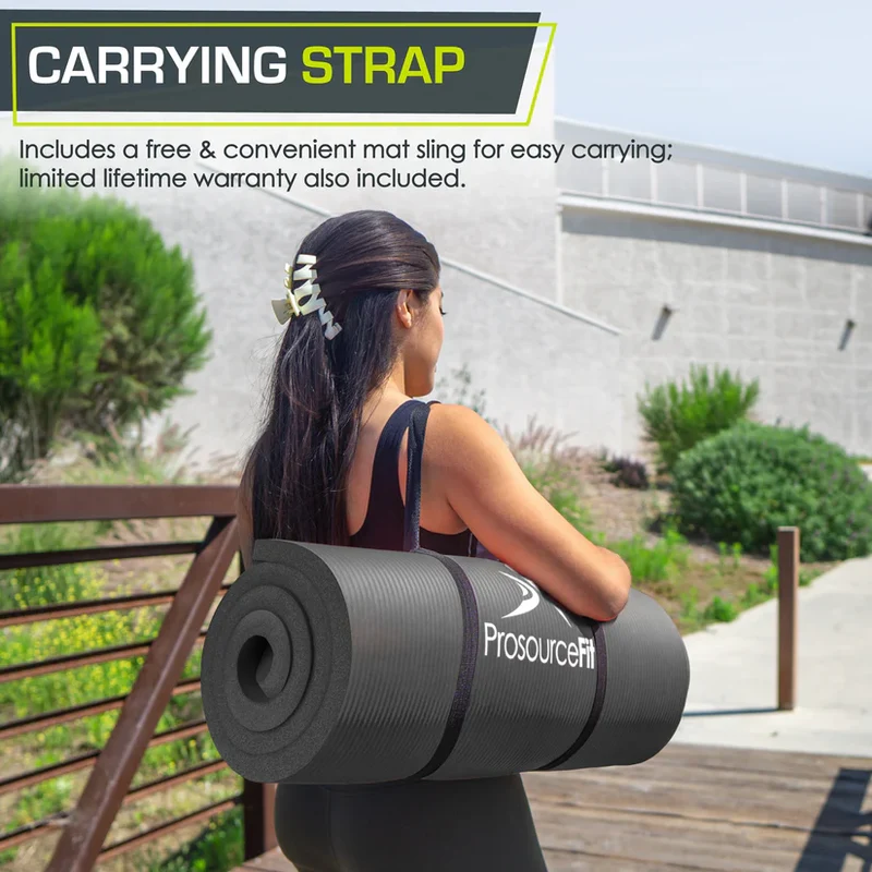 Extra Thick Yoga Mat, 1/2-Inch High-Density Foam Pilates Mat, Non-Slip With Sling