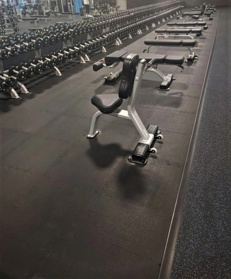 Interlocking Rubber Gym Tiles, 24 x 24 x 1/2-Inch CrossFit Flooring, USA-Made Recycled Rubber