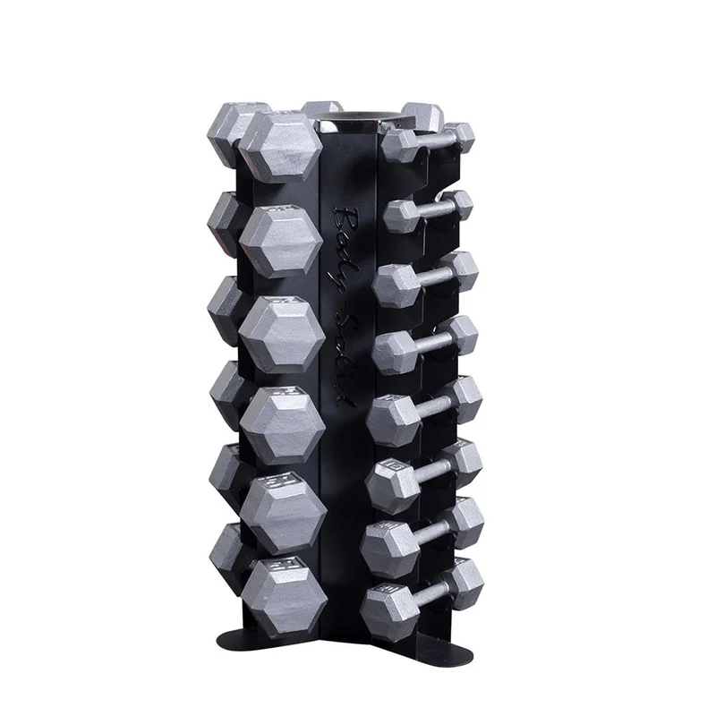 Body-Solid 3-Side Vertical Dumbbell Rack For 10 Pairs Of 5-50 Lb Iron Hex Dumbbells