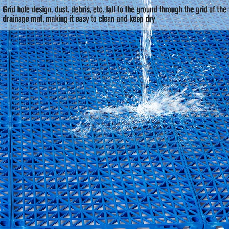 TuffTiles Interlocking Drainage Tiles, 11.8-Inch Non-Slip Anti-Fatigue Floor Mats