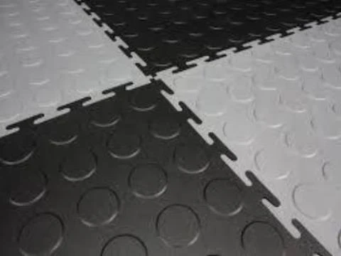 Coin Top Garage Tiles – Interlocking PVC Coin Pattern Floating Floor, 20.5-Inch, 5mm