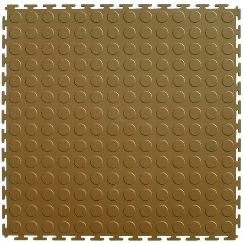 Coin Top Garage Tiles – Interlocking PVC Coin Pattern Floating Floor, 20.5-Inch, 5mm