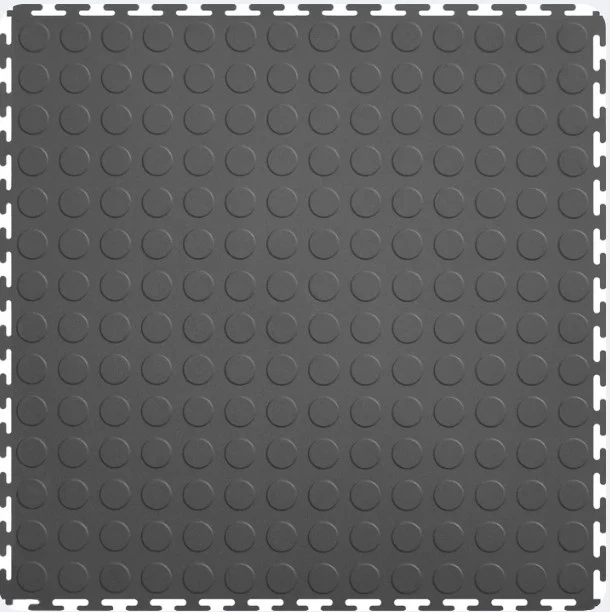Coin Top Garage Tiles – Interlocking PVC Coin Pattern Floating Floor, 20.5-Inch, 5mm