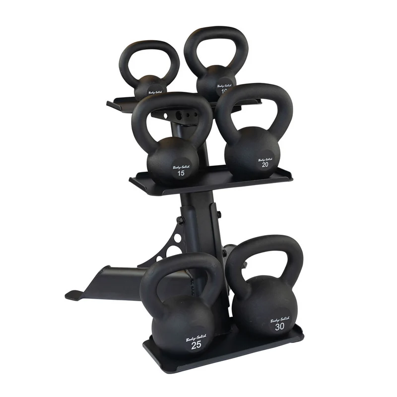 Body-Solid 5-30 Lb. Powder Coat Kettlebell Set With Rack, 6-Piece Strength Set