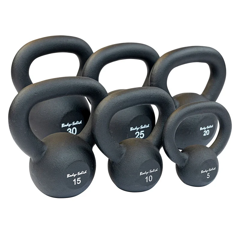 Body-Solid 5-30 Lb. Powder Coat Kettlebell Set With Rack, 6-Piece Strength Set