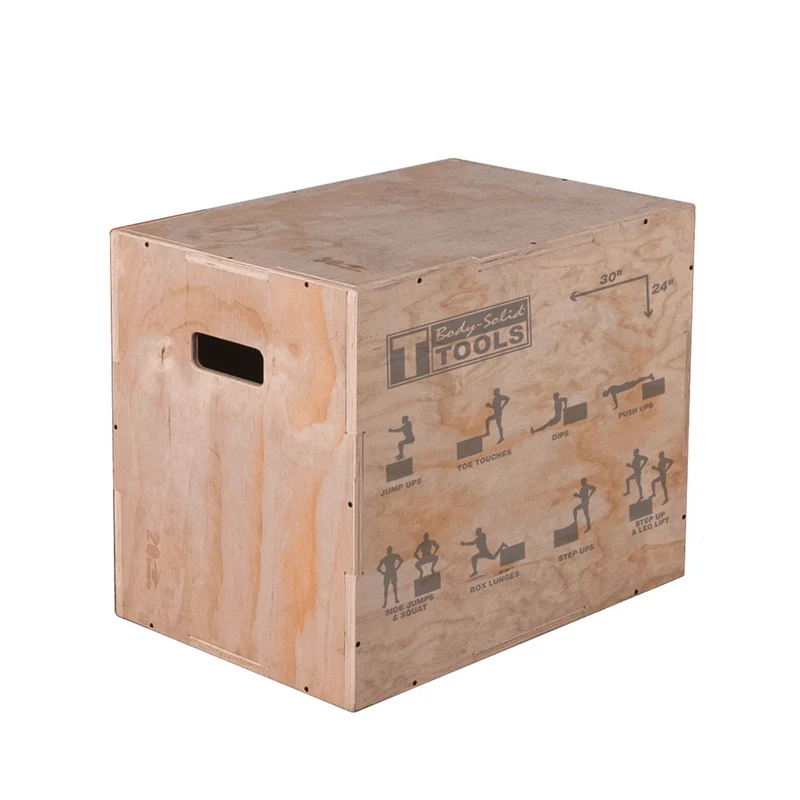 Body-Solid 3 Way Plyo Box, Multi-Height 20 x 24 x 30-Inch Wood Jump Training Box