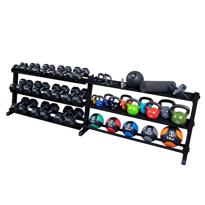 Body-Solid 60-Inch Medicine Ball Storage Rack Shelf, 3-Tier Add-On For GDR60, Black