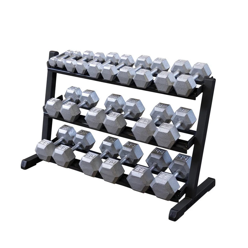 Body-Solid 3 Tier Dumbbell Rack, 48-Inch Heavy-Duty Storage With Offset Shelves