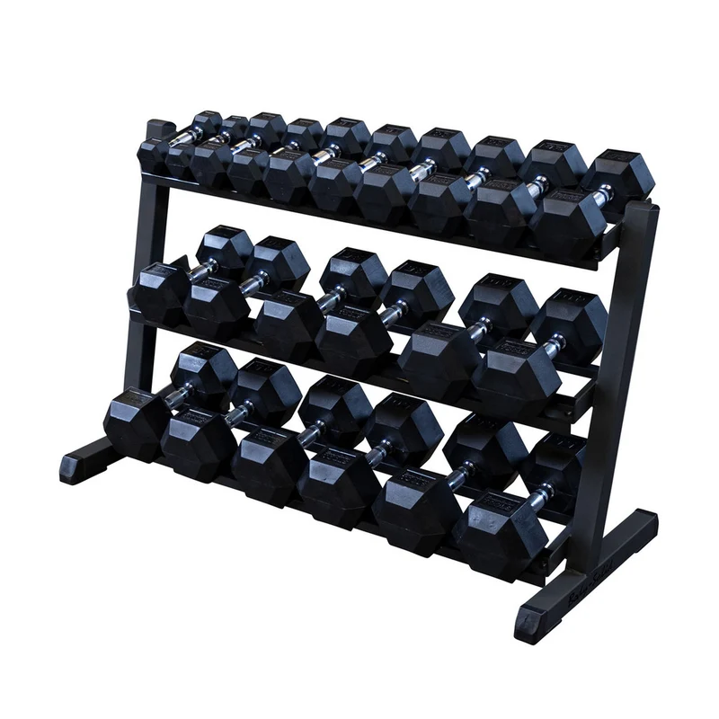 Body-Solid 3 Tier Dumbbell Rack, 48-Inch Heavy-Duty Storage With Offset Shelves