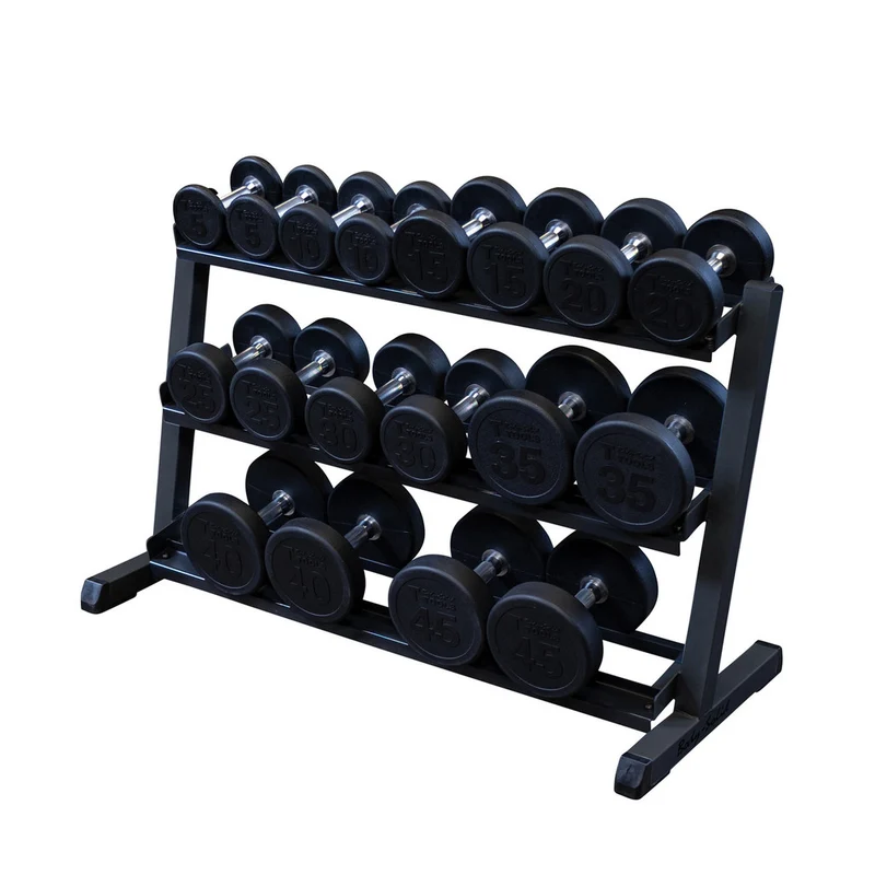 Body-Solid 3 Tier Dumbbell Rack, 48-Inch Heavy-Duty Storage With Offset Shelves