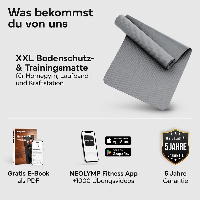 Laufbandmatte - Bodenschutz für Fitnessgeräte und Laufbänder XXL – Grau | B-Ware