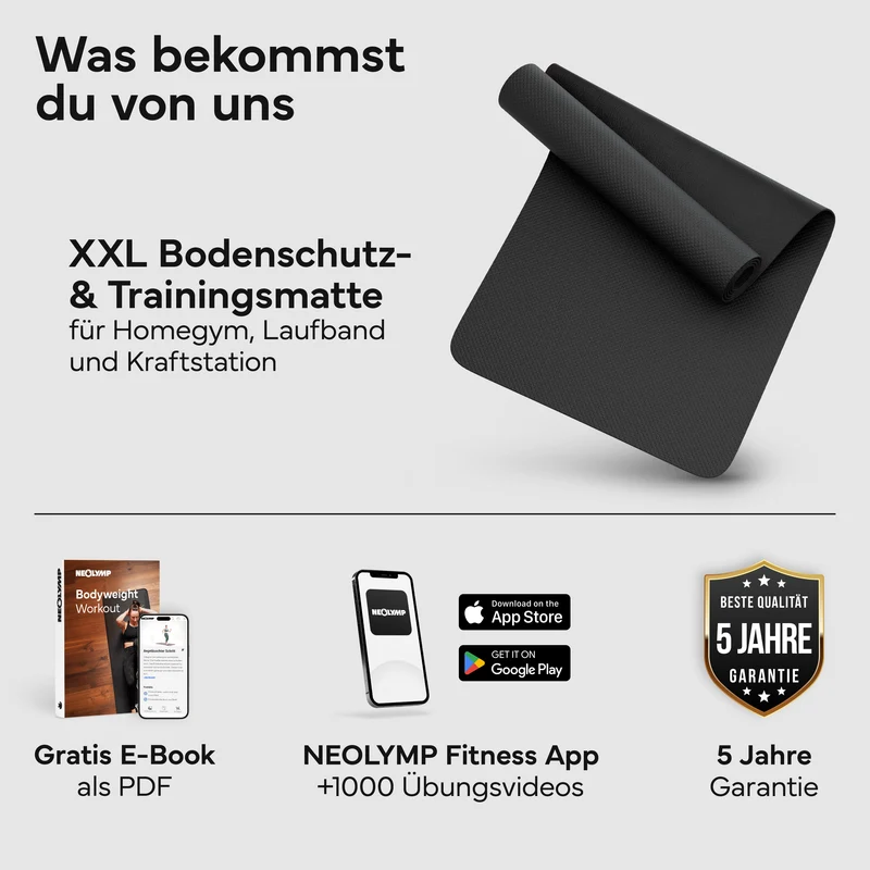 Laufbandmatte - Bodenschutz für Fitnessgeräte und Laufbänder XXL – Schwarz | B-Ware