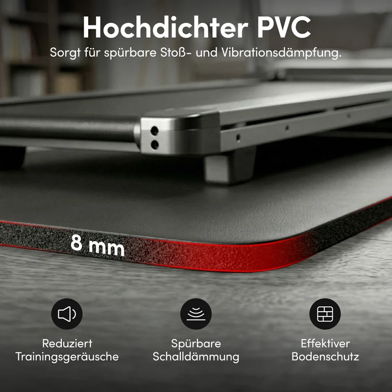 Laufbandmatte - Bodenschutz für Fitnessgeräte und Laufbänder XXL – Schwarz | B-Ware