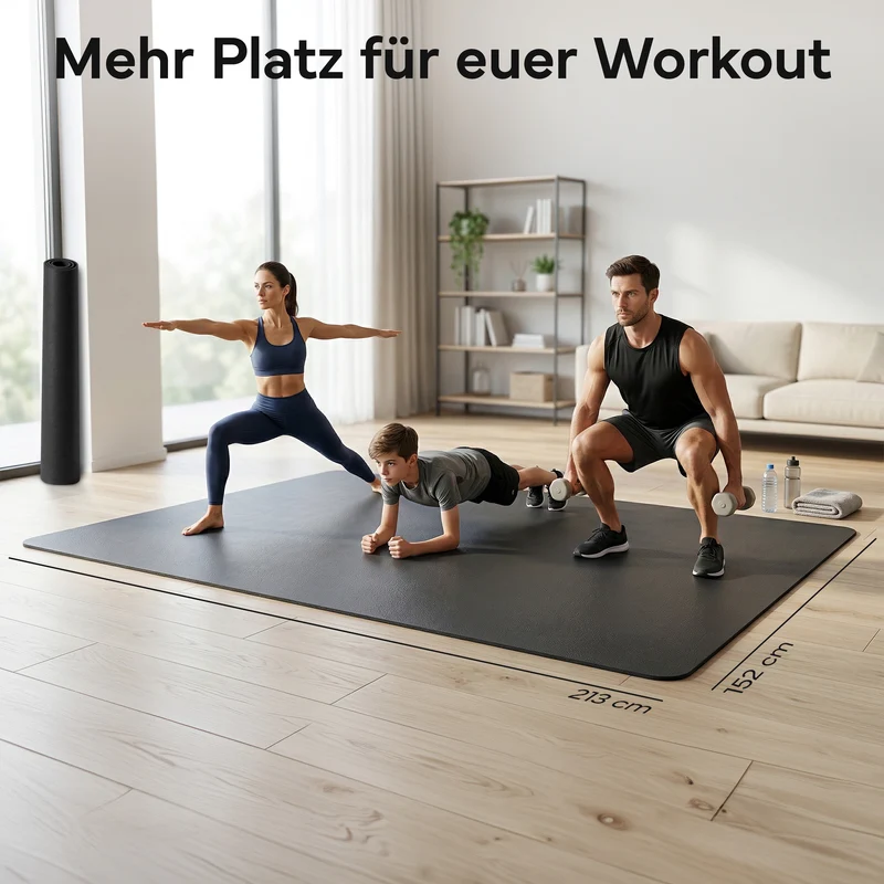 Laufbandmatte - Bodenschutz für Fitnessgeräte und Laufbänder XXL – Schwarz | B-Ware