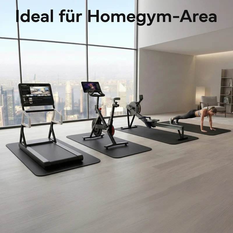 Laufbandmatte - Bodenschutz für Fitnessgeräte und Laufbänder XXL – Schwarz | B-Ware