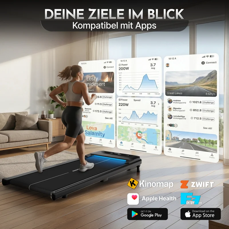 Premium Walking Pad bis 150 kg- mit bürstenlosem Motor, extra leise