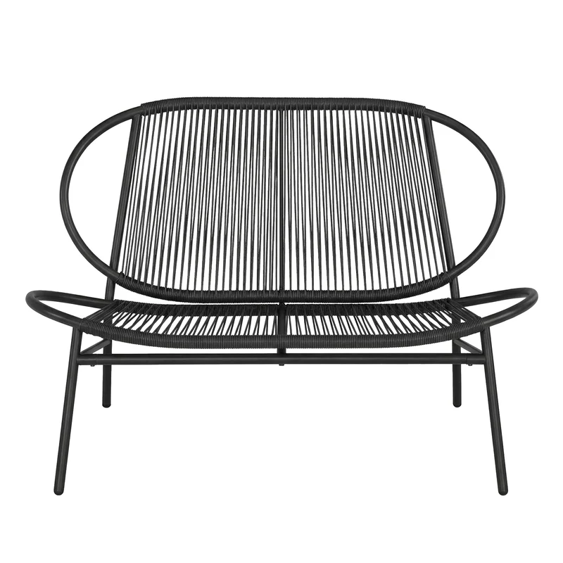 Gartenbank aus PE-Rattan 70 x 138,5 x 79 cm tintenschwarz