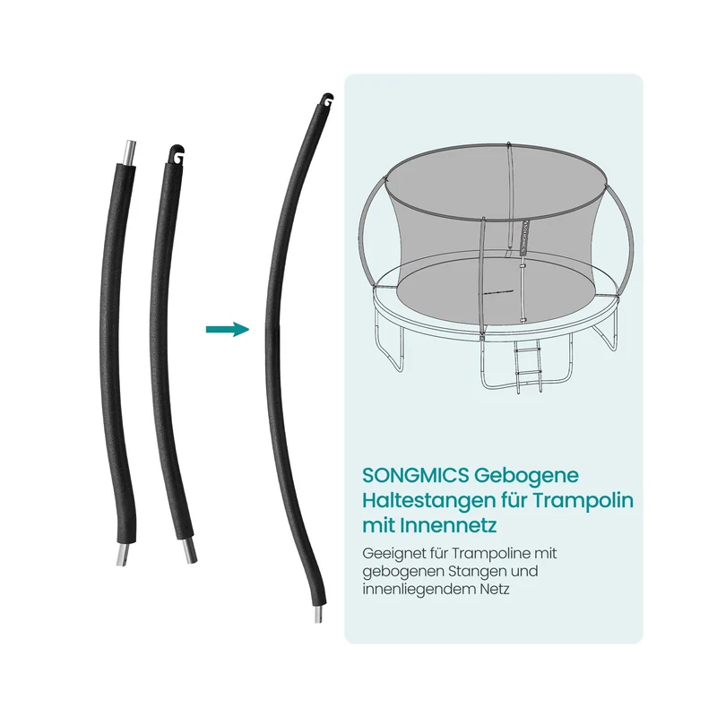Gebogene Haltestangen-Set (1* obere + 1*untere) für Trampolin mit Innennetz