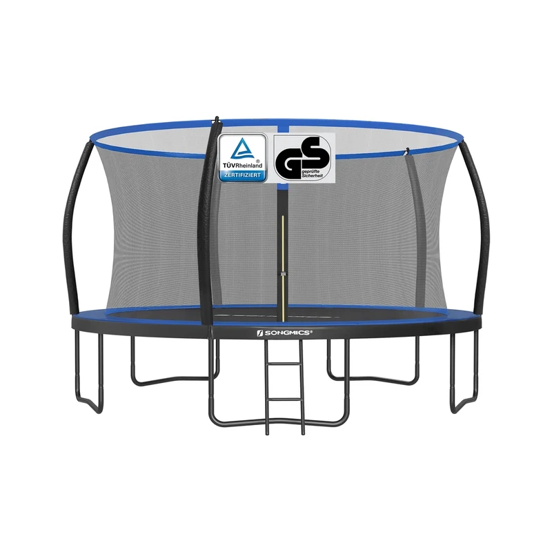 rundes Gartentrampolin mit Leiter und gepolsterten Stangen