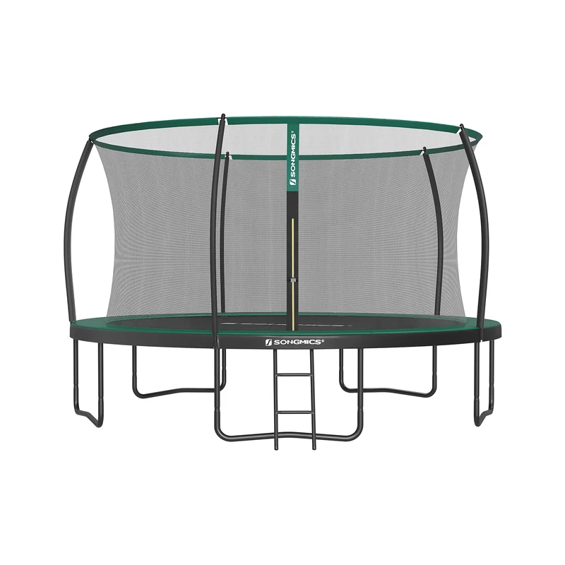 rundes Gartentrampolin mit Leiter und gepolsterten Stangen