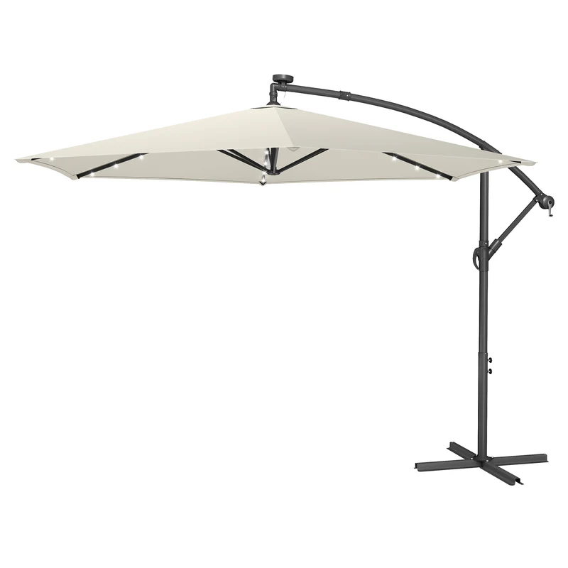 Sonnenschirm mit LED-Solar-Beleuchtung und Ständer