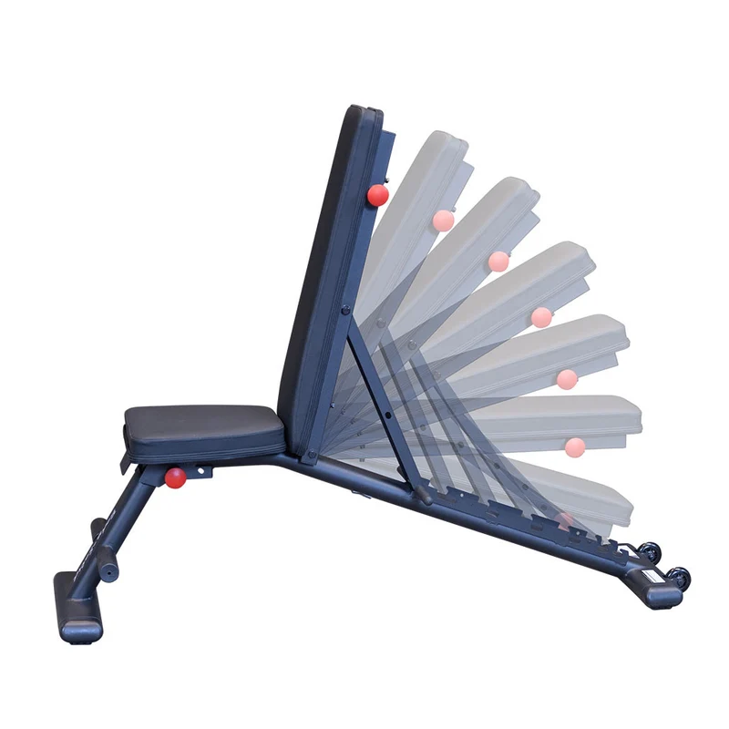 Body-Solid Commercial Folding Weight Bench, 7-Position Adjustable Incline/Decline