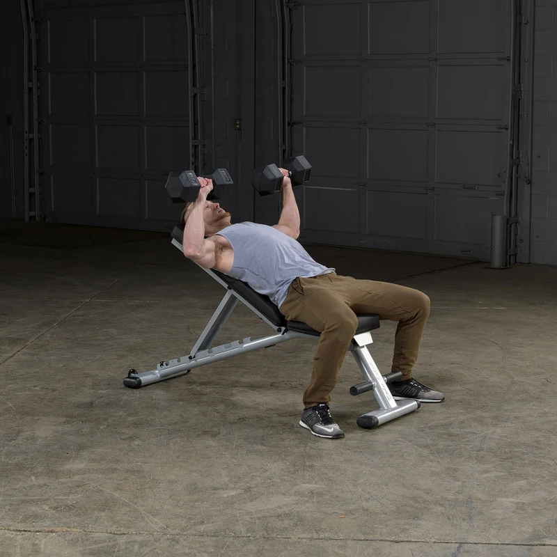 Body-Solid Commercial Folding Weight Bench, 7-Position Adjustable Incline/Decline